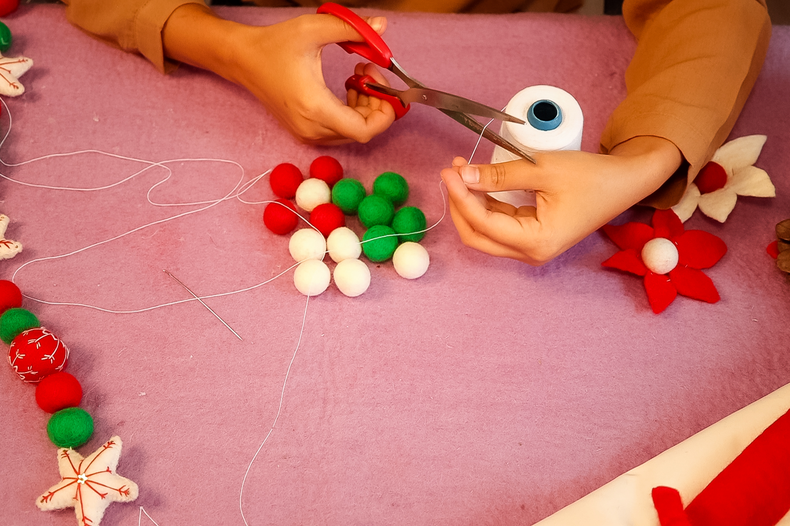 felt ball garlands